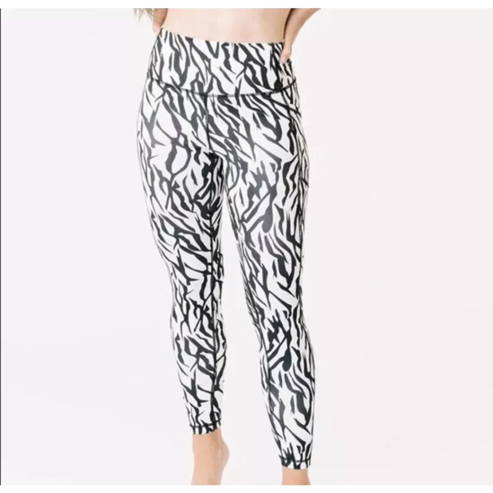 Zyia Active Safari Zebra Striped Pocket Brilliant Hi-Rise 7/8 24" Size 8-10 - Picture 6 of 16